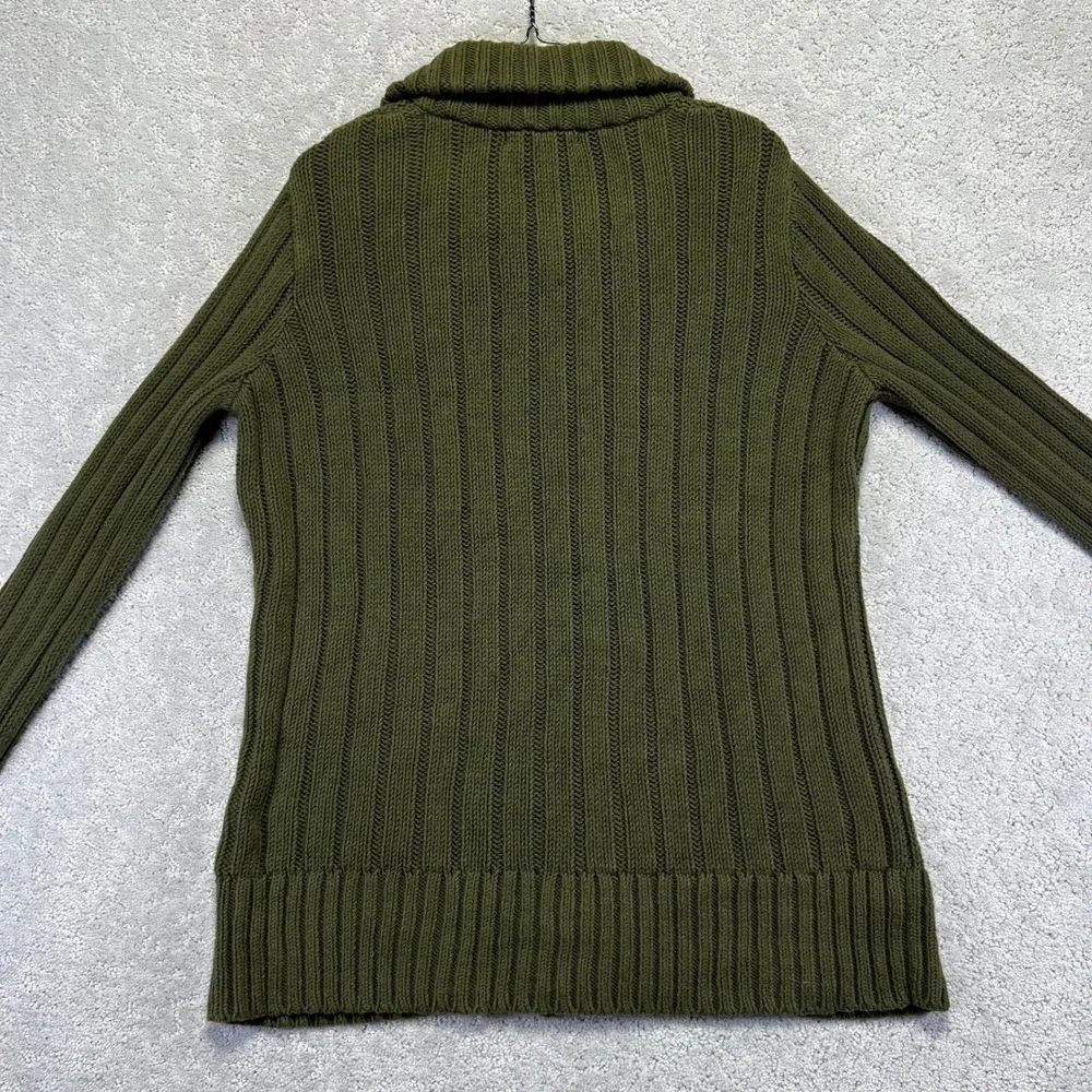 Eddie Bauer Cardigan‎ Sweater Womens XL Green Cable Knit Button Front Fisherman - Picture 9 of 13